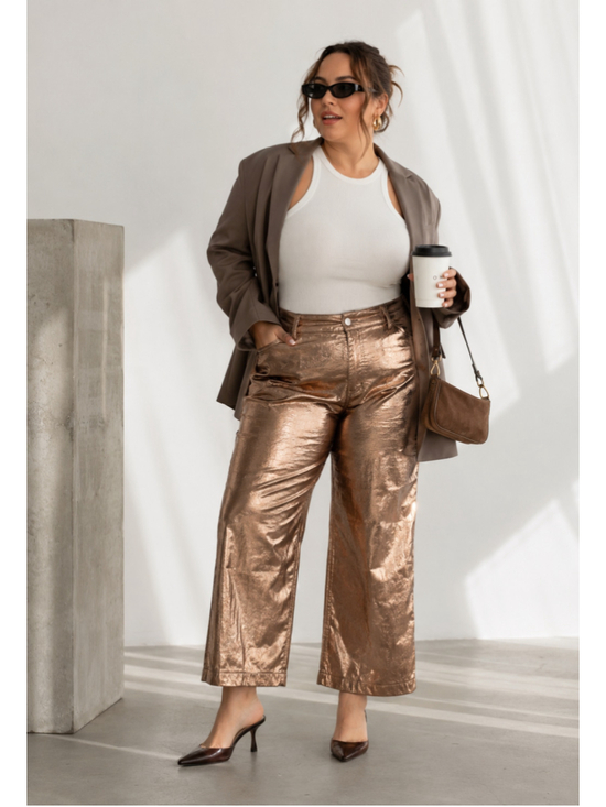 Pilcro Pants - NWT Anthropology Pilcro Pants Wide Leg Pants Size 29 Bronze Metallic